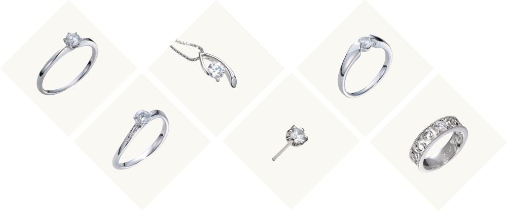 遺骨ジュエリー・ダイヤモンドのアイテム写真（数点まとめ）