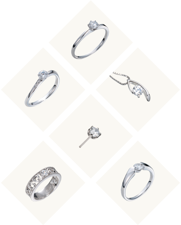 遺骨ジュエリー・ダイヤモンドのアイテム写真（数点まとめ）