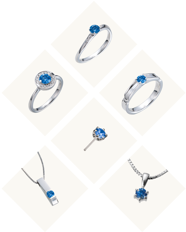 遺骨ジュエリー・サファイアのアイテム写真（数点まとめ）